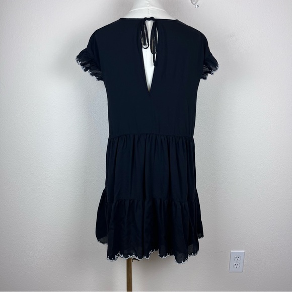 Wilfred Aritzia Dress Womens Large Mini Babydoll Tiered Ruffle Lace Goth Black - Picture 2 of 13